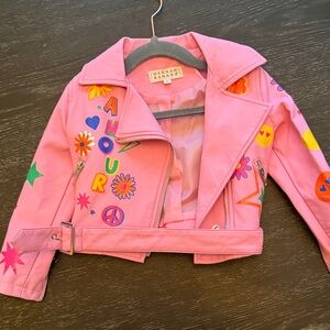 Hannah Banana Pink Jacket with Colorful Designs